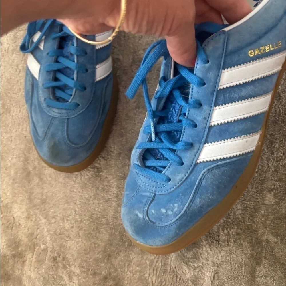 Adidas Gazelle Indoor Blue with White Accents Size 10